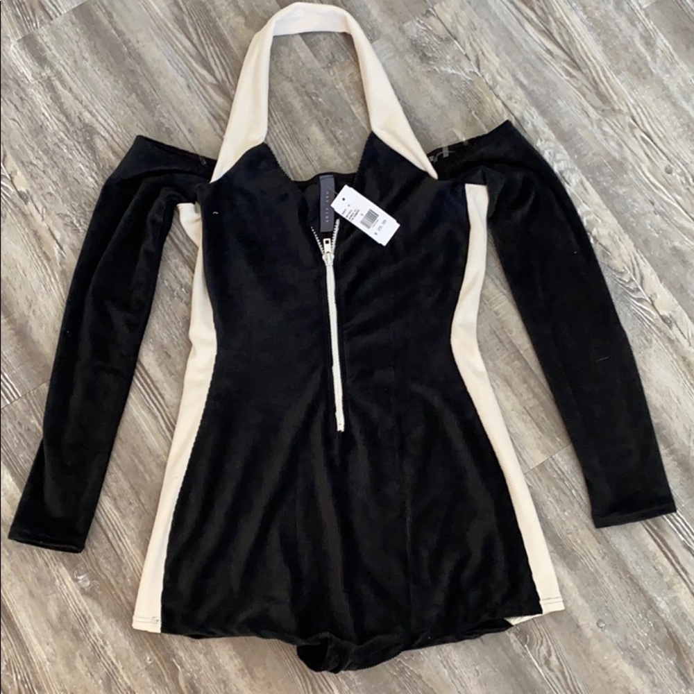 Corduroy Black and White Romper